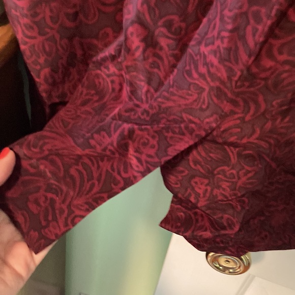 Vintage 100% silk Liz Claiborne dark red floral print shift dress size 4 - Picture 5 of 5